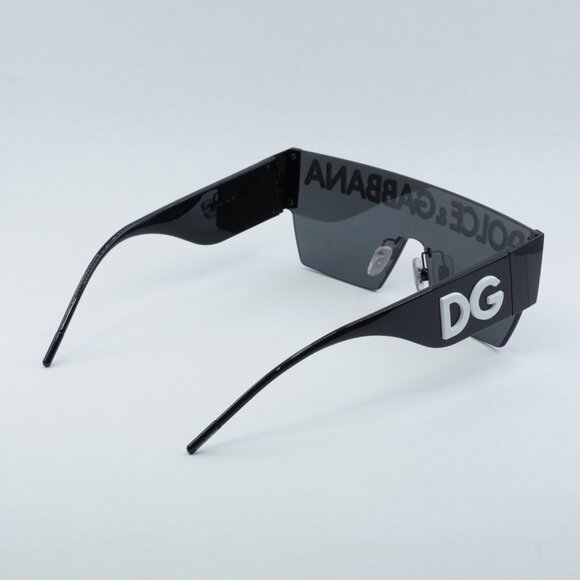 Dolce & Gabbana DG2233 01/87 Sunglasses Black Shield Frame, Grey Lenses main image 10